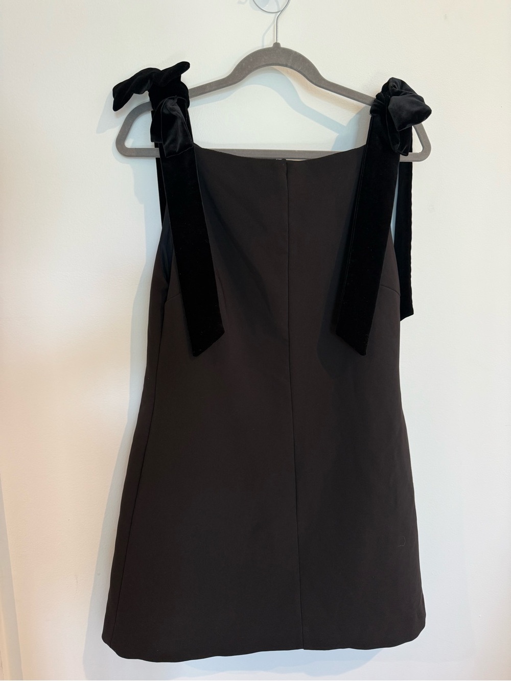 Zara Black Mini Dress with Velvet Bow Straps